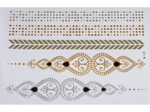 Gold Silver Black | Jewelry Flash Tattoo stickers W-115, 21x15cm
