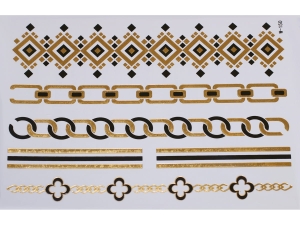 Gold Black | Jewelry Flash Tattoo stickers W-150, 21x15cm