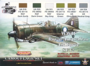 Set de colores camuflaje LifeColor XS02 WII Royal Australian Air Force SET2