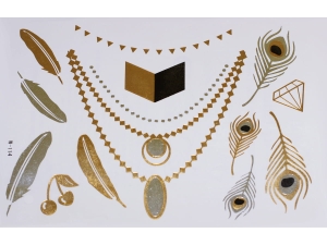 Gold Silver Black | Jewelry Flash Tattoo stickers W-114, 21x15cm
