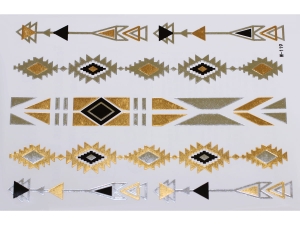 Gold Silver Black | Jewelry Flash Tattoo stickers W-119, 21x15cm