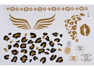 Gold Silver Black | Jewelry Flash Tattoo stickers W-113, 21x15cm